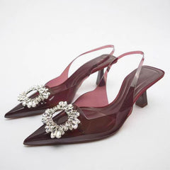 Beige Decorative Inlaid High Heels
