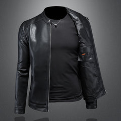 Fall Winter Men Leather Coat Slim Jacket