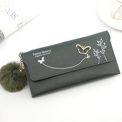 Ladies' Long Wallet With Butterfly Flowers