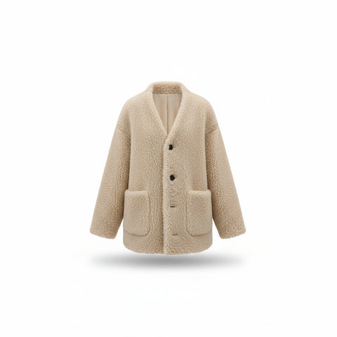 Loose And Warm Lamb Wool Top Coat For Women