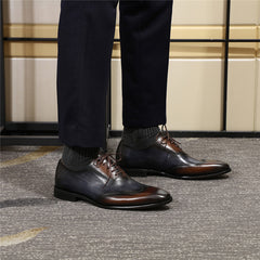 Leather Shoes Men's Oxford Toe Layer