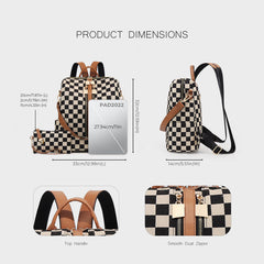 Checkered Backpack High-Capacity Womens Bag