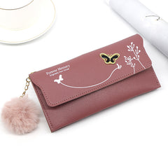 Ladies' Long Wallet With Butterfly Flowers