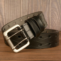 Casual Double Pin Buckle Leather Belt