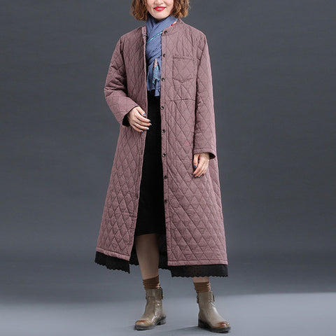 Art retro quilted thick casual jacket