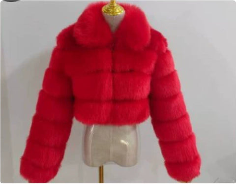 Women's Fur Coat Fox Fur Stitching Short Lapel Long Sleeve Coat