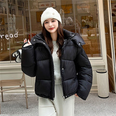 Elegant Fluffy Hooded Puffer Jacket
