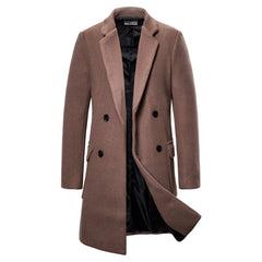 Double-breasted casual woolen coat