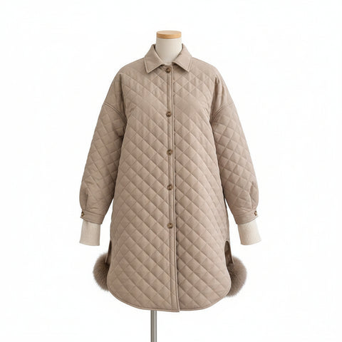 Quilted Cotton Coat Loose And Thin Mid-length Jacket