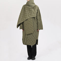 Trendy Scarf Collar Design Quilted Jacket