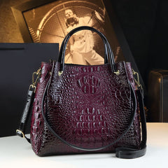 Crocodile-Print Women's Shoulder Bag