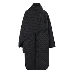 Trendy Scarf Collar Design Quilted Jacket