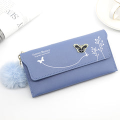 Ladies' Long Wallet With Butterfly Flowers