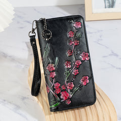 Embossed Hand-painted Style Zipper Wallet