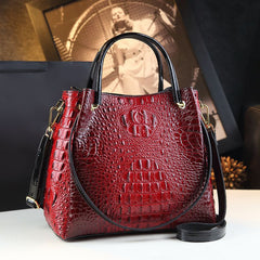 Crocodile-Print Women's Shoulder Bag