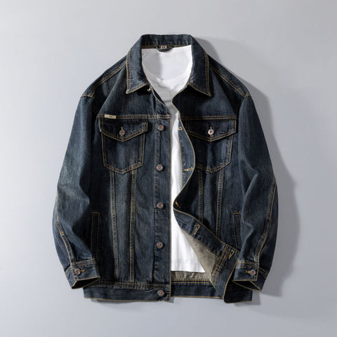 Heavy Retro Denim Jacket Men