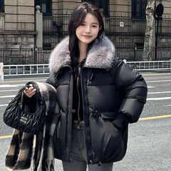 Loose Lapels Sense Puffer Jacket Coat