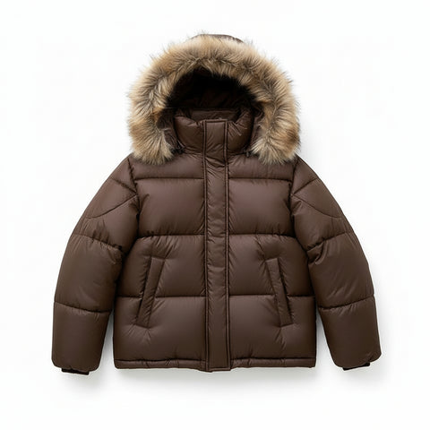 Elegant Fluffy Hooded Puffer Jacket