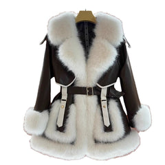 Elegant Big Fur Collar Fur Coat For Women