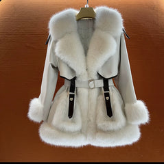 Elegant Big Fur Collar Fur Coat For Women