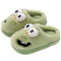 Warm Indoor Cartoon Big Eye Dog Cotton Slippers