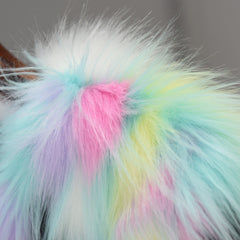 Fox fur round collarless short coat