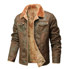 Fur-trimmed Lapel Jacket For Men, Winter Fleece-lined