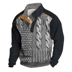 Fall Winter Men Printed Buckle Sweater