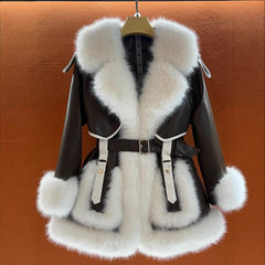 Elegant Big Fur Collar Fur Coat For Women