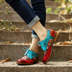 Retro Ethnic Style Brogue Leather Shoes