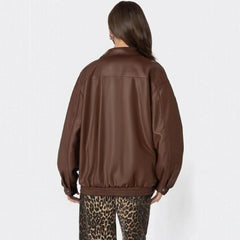 Women's Leather Jacket Loose Long Sleeve
