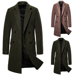 Double-breasted casual woolen coat