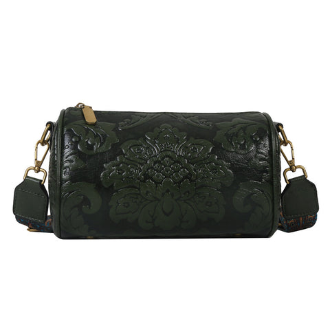 Embossed Round Barrel Women Fashion Shoulder Bag