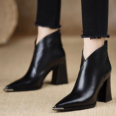 Soft Leather High Heel Slimming Martin Boots