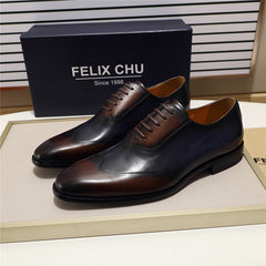 Leather Shoes Men's Oxford Toe Layer