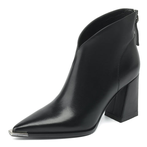 Soft Leather High Heel Slimming Martin Boots