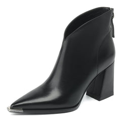 Soft Leather High Heel Slimming Martin Boots