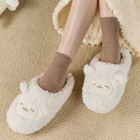 Warmth-Keeping Cotton Slippers For Couples Mens Non-Slip Fuzzy Indoor Postpartum Shoes