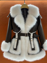 Elegant Big Fur Collar Fur Coat For Women
