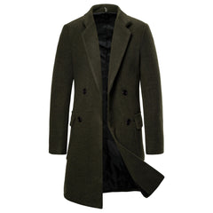 Double-breasted casual woolen coat