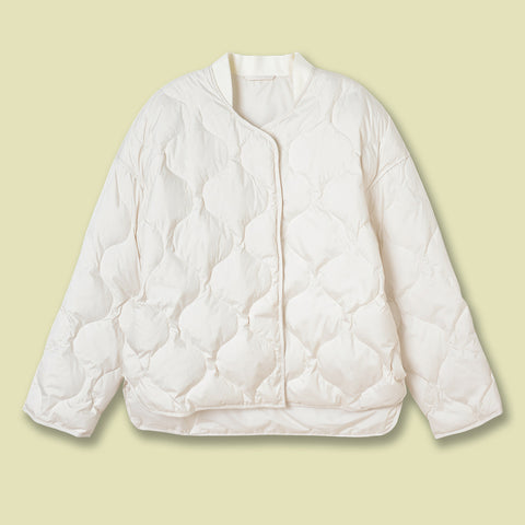 Loose Design Diamond-checked Quilted Jacket