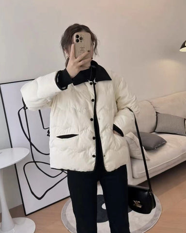 Vintage Short Down Cotton Jacket Women