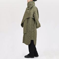 Trendy Scarf Collar Design Quilted Jacket