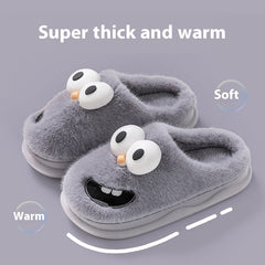 Warm Indoor Cartoon Big Eye Dog Cotton Slippers