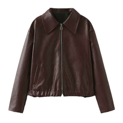 Fashion Casual Long Sleeve Leather Jacket