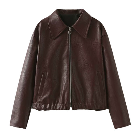 Fashion Casual Long Sleeve Leather Jacket