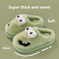 Warm Indoor Cartoon Big Eye Dog Cotton Slippers