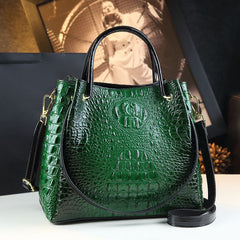 Crocodile-Print Women's Shoulder Bag