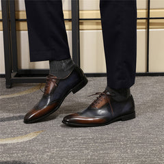 Leather Shoes Men's Oxford Toe Layer