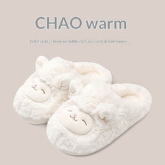 Warmth-Keeping Cotton Slippers For Couples Mens Non-Slip Fuzzy Indoor Postpartum Shoes
